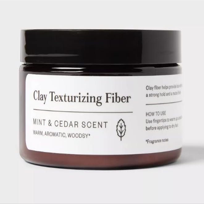 Goodfellow & Co Clay Texturizing Fiber, Mint & Cedar Scent, Strong Hold Hair Styling Pomade, 4 oz