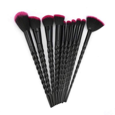 10 PCS/SET Spiral Design Plastic Handle Beauty Makeup Brushes Cosmetic Foundation Powder Blush Make Up Brush Tool