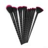 10 PCS/SET Spiral Design Plastic Handle Beauty Makeup Brushes Cosmetic Foundation Powder Blush Make Up Brush Tool view 1