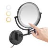 8" Wall Mounted Makeup Mirror, Hardwired Double Sided 3 Color LED with Touch Dimming, 360 Swivel Extension Arm for Precision Makeup - Day or Night Antique,5X view 1