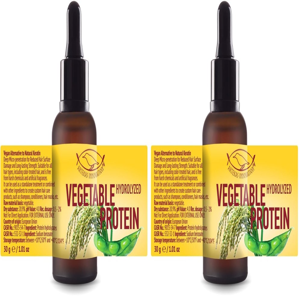 Artekas Innovation - HYDROLYZED VEGETABLE PROTEIN - Liquid - Vegan Alternative to Natural Keratin - for Homemade Cosmetics Shampoos, Conditioners - 1 oz (Pack of 2)