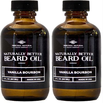 MNSC Vanilla Bourbon Naturally Better Beard Oil & Conditioner - Softens, Smooths, & Strengthens Beard Growth, Hypoallergenic, All-Natural, Plant-Derived, Handmade in USA (Pack of 2)