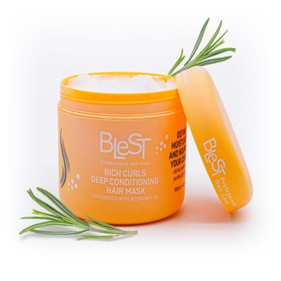 BLEST PROFESSIONAL HAIR CARE MASK for Dry, Damaged, or Frizzy Hair Deep Hair Mask for Strength, Shine, and Smoothness Vegan Hair Treatment 500 ml (Rich Curls Deep Conditioning Hair Mask)
