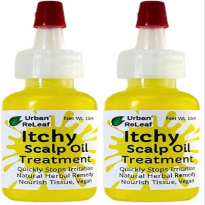 Urban ReLeaf Itchy Scalp Oil Treatment ! Braids, Wigs, Weaves, Tight Hairstyles & Itchy Skin Relief, Shaved Bald Head, Quickly Soothe Irritation, Natural Herbal Remedy, Made Fresh in USA! (Pack of 2)