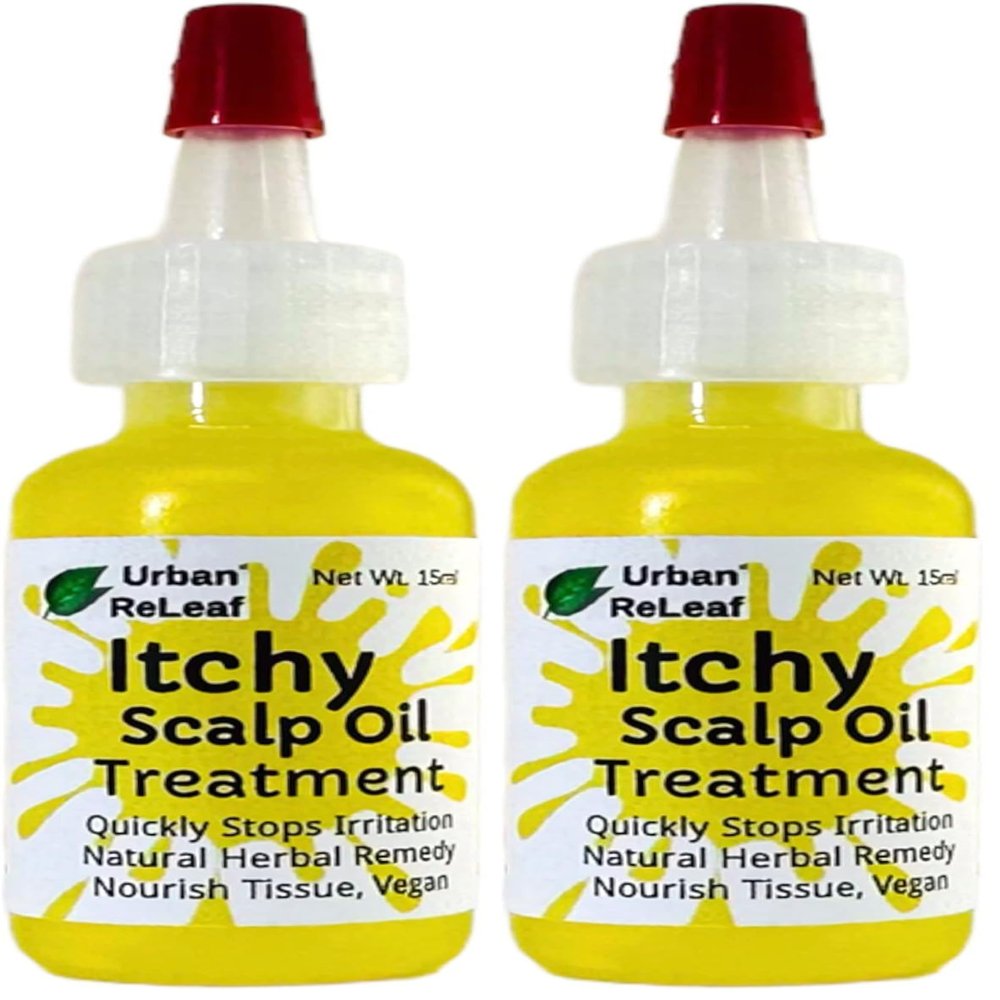 Urban ReLeaf Itchy Scalp Oil Treatment ! Braids, Wigs, Weaves, Tight Hairstyles & Itchy Skin Relief, Shaved Bald Head, Quickly Soothe Irritation, Natural Herbal Remedy, Made Fresh in USA! (Pack of 2)