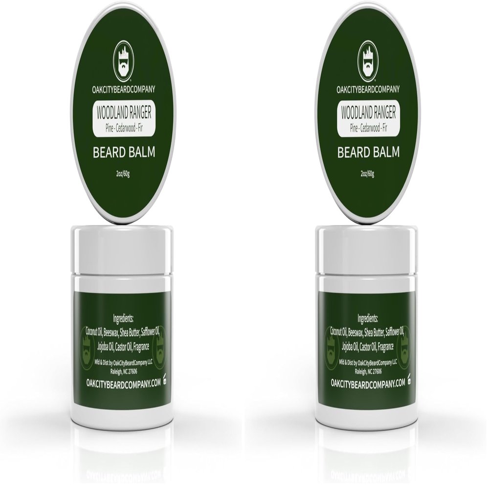 OakCityBeardCo. - Woodland Ranger - 2 Ounce - Beard Balm - Pine - Cedarwood - Fir - Beard Conditioner (Pack of 2)