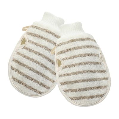 ETHZZLE 2pcs Flax Bath Exfoliating Gloves Soft Dead Skin Remover Shower Mitts for Deep Back Cleansing Compact Lightweight Body Scrubber for Home and Travel Use