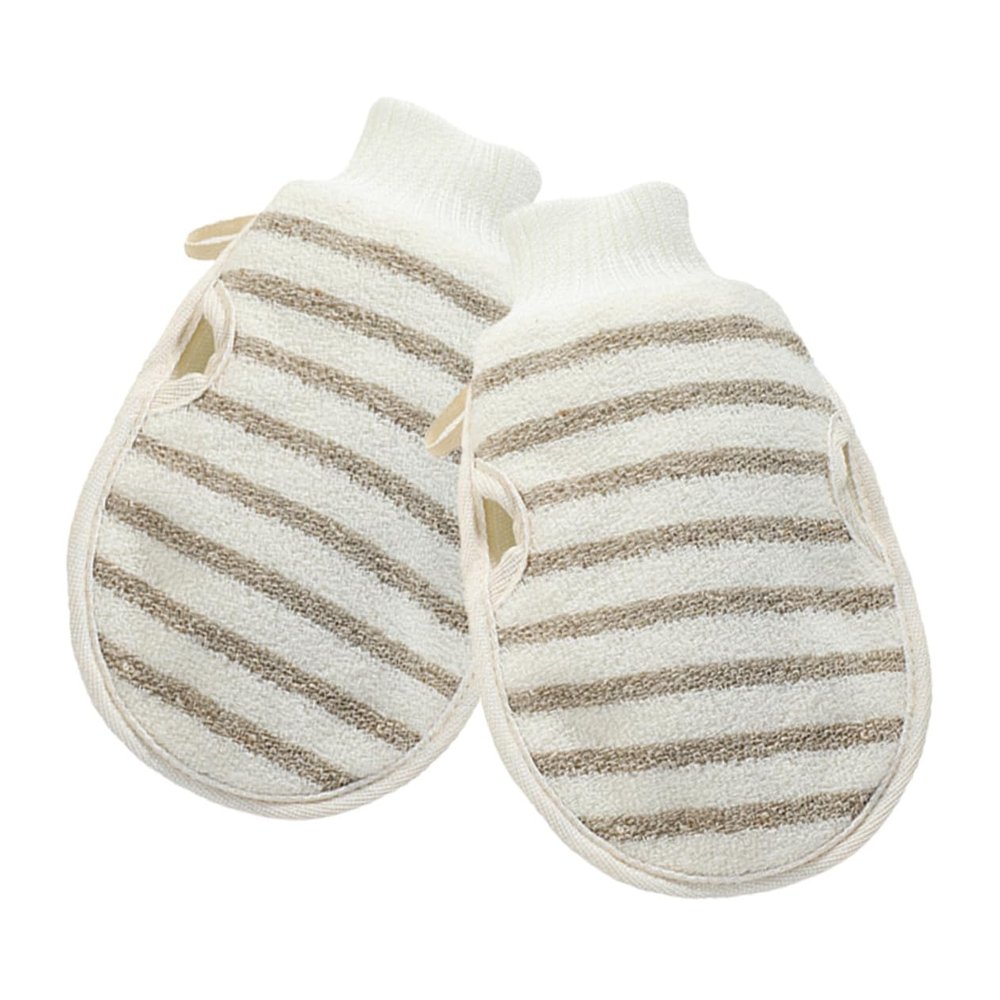 ETHZZLE 2pcs Flax Bath Exfoliating Gloves Soft Dead Skin Remover Shower Mitts for Deep Back Cleansing Compact Lightweight Body Scrubber for Home and Travel Use