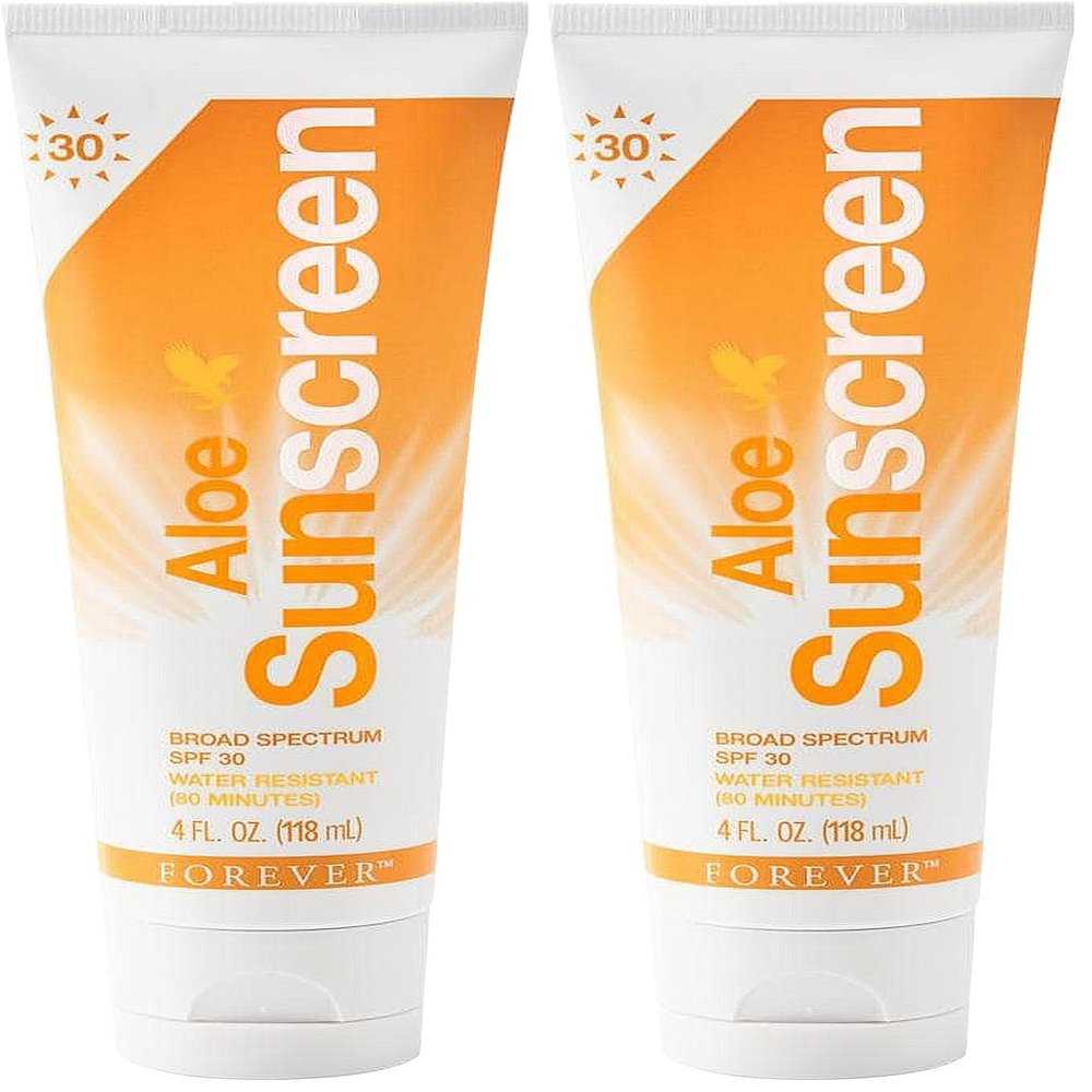 Forever Living - Aloe Sunscreen SPF 30 - with Aloe Vera, Water-Resistant Broad Spectrum UVA and UVB Defense, 4 fl oz (Pack of 2)