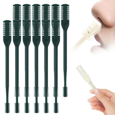 2 in 1 Nasal Hair Cutter,2026 New Nostril Hair Remover Tool Double Sided Nose Hair Knife, Manual 360 Rotating Nose Hair Trimmer with Ear Digger for Men and Women (Dark Green 12Pcs)