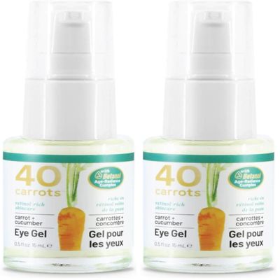 40 Carrots Carrot & Cucumber Eye Gel with Retinol for All Skin Types - Smooths Fine Lines & Reduces Wrinkles, Crow's Feet, Dark Circles, Under Eye Bags | Paraben Free (0.5 fl oz) (Pack of 2)