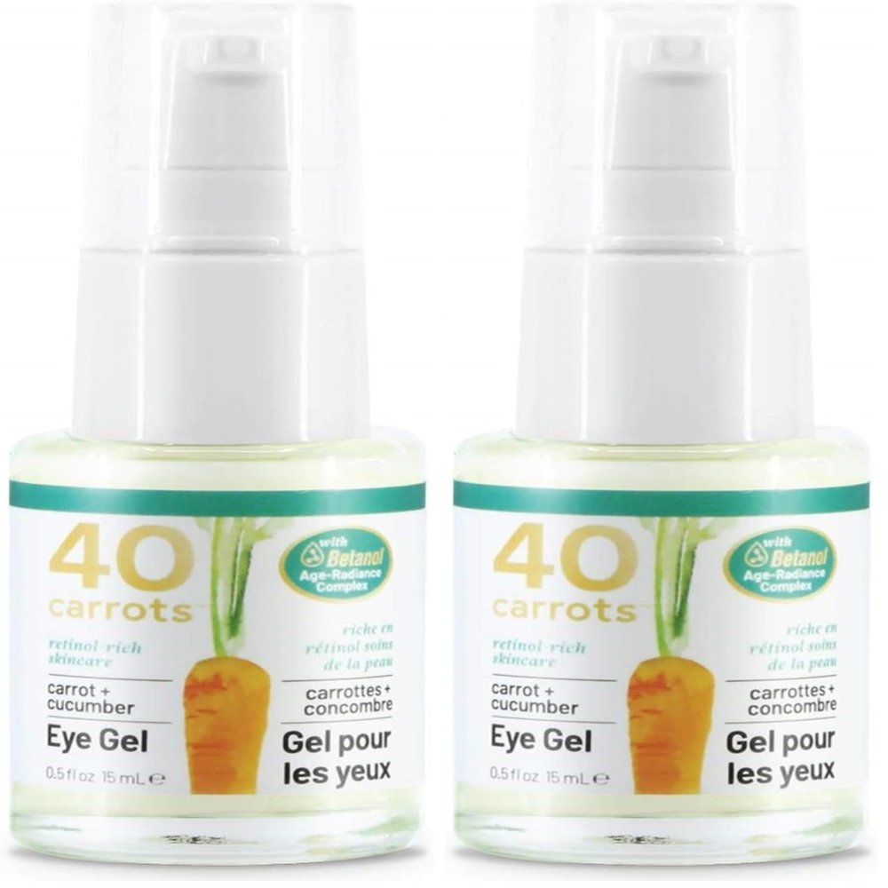 40 Carrots Carrot & Cucumber Eye Gel with Retinol for All Skin Types - Smooths Fine Lines & Reduces Wrinkles, Crow's Feet, Dark Circles, Under Eye Bags | Paraben Free (0.5 fl oz) (Pack of 2)