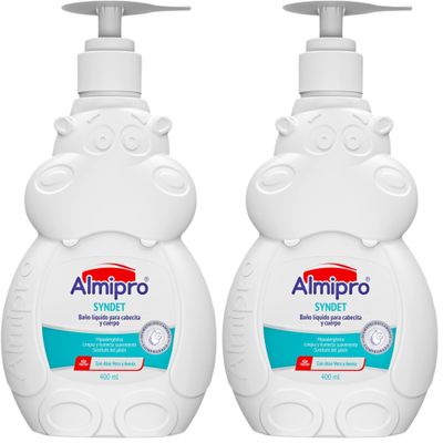 almipro Syndet Baby Hair and Body Wash with Oatmeal and Aloe Vera. 400 gr. - 14 Oz. (Pack of 2)