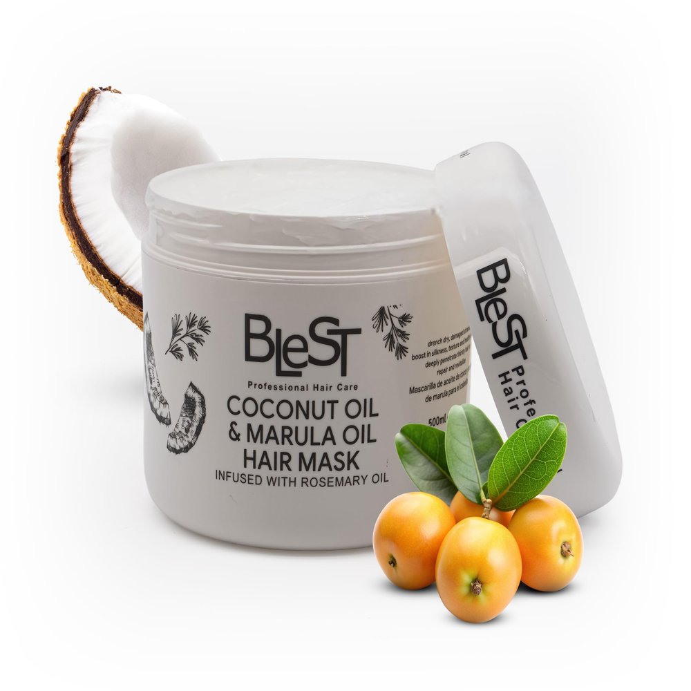 BLEST PROFESSIONAL HAIR CARE MASK for Dry, Damaged, or Frizzy Hair  Deep Hair Mask for Strength, Shine, and Smoothness  Vegan Hair Treatment 500 ml (Coconut & Marula Oil Hair Mask)