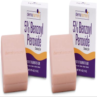 Dermaharmony 5% Benzoyl Peroxide Cleansing Bar for acne (4 oz) (Pack of 2)
