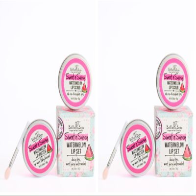 Sweet n Sassy Watermelon Lip Set, Juicy Scrub and Lip Butter - Gift for Women and Teens 2 x 0.6 oz (Pack of 2)