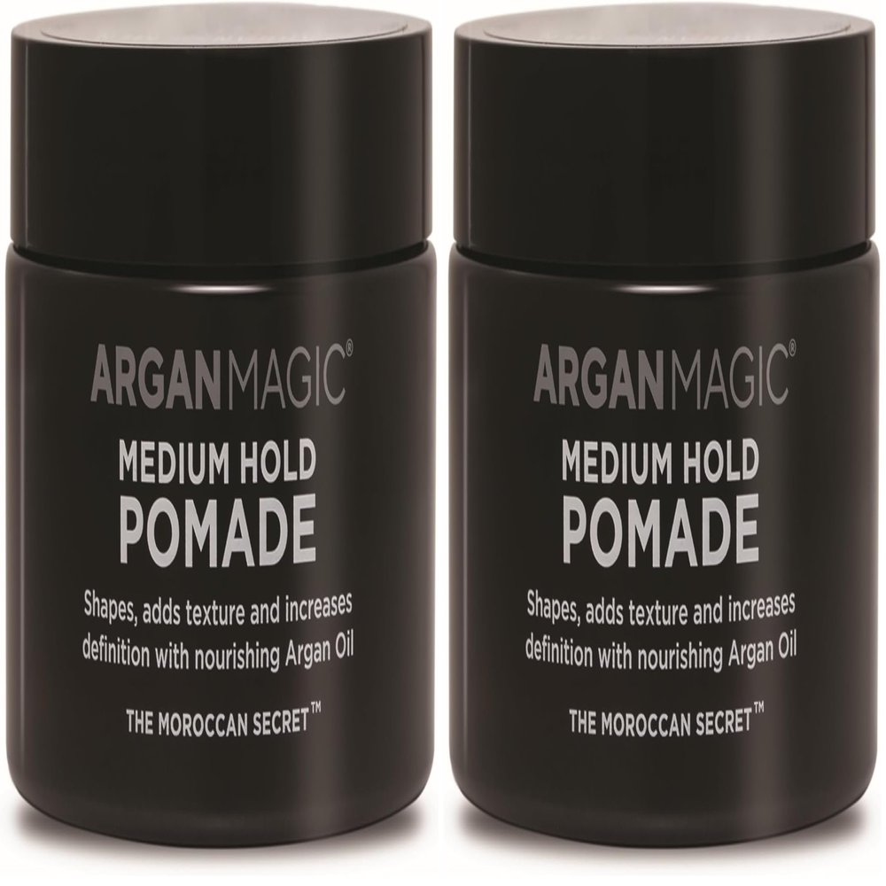 Argan Magic Medium Hold Pomade with Argan Oil | Shapes, Adds Texture, Increases Definition | Made in USA, Paraben Free, Cruelty Free (8 Oz) (Pack of 2)