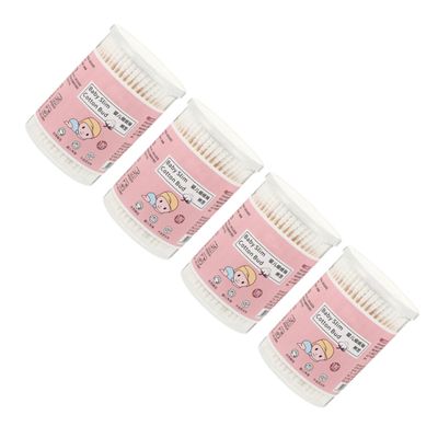ETHZZLE 4 boxes Double-headed Cotton Swabs in Safe Soft Cotton Buds with Sturdy Sticks for Ear Wax Cleaning and Care Convenient Storage Box Included