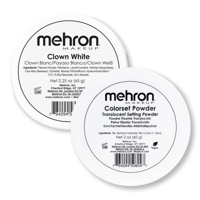 Mehron Makeup Clown White Face Paint 2.25 oz & Colorset Translucent Setting Powder 2 oz | Professional Cream Makeup for Stage, Film, Cosplay & Halloween