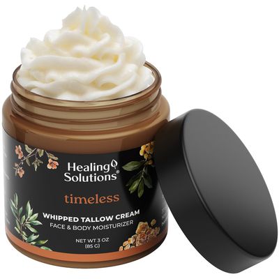 Healing Solutions - Whipped Tallow Balm, Frankincense, Myrrh & Sandalwood Scent, Grass Fed/Grass Finished Beef Tallow w/Organic Jojoba & Manuka Honey for Skin, Face & Body, All Natural Moisturizer