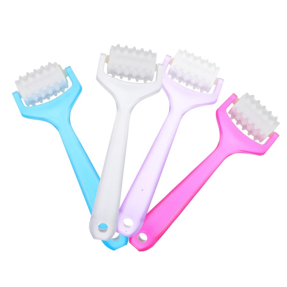 COOLHIYA 4Pcs Facial Roller Massager for Skin Care Muscle Relaxing Manual Massage Tool with Soothing Glide Surface Firming and Lifting Face Roller for Women and Men Random Color