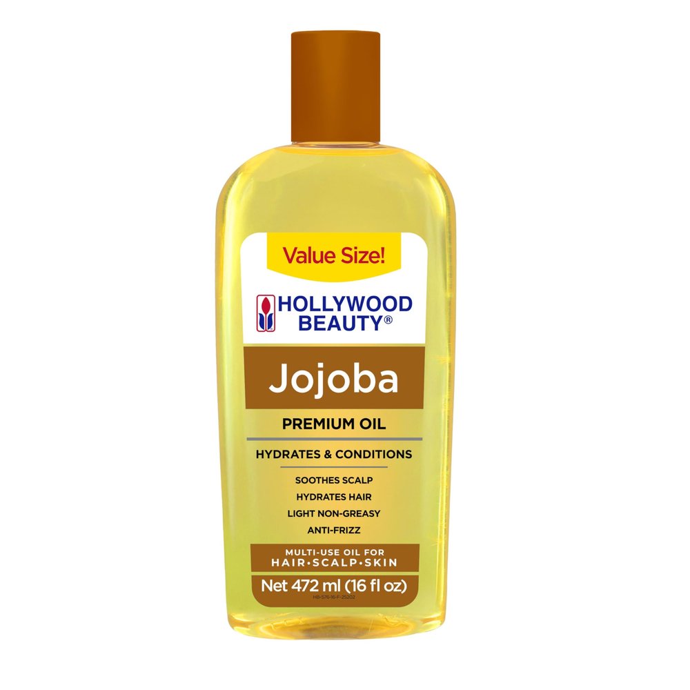 Hollywood Beauty Jojoba Oil for Hair, Scalp, and Skin, VALUE SIZE 16 fl oz - Hydrates and Conditions