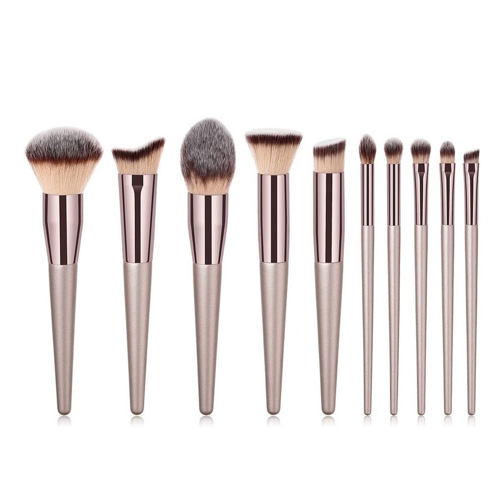 10 Piece Makeup Brush Set Eye Shadow Cheek Red Powder Full Tool