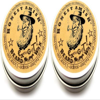 Honest Amish Extra Grit Beard Wax - Natural and Organic - Hair Paste and Hair Control Wax - 2 ounce (Pack of 2)