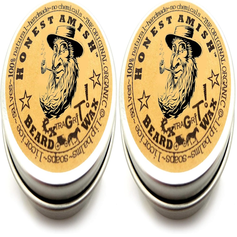 Honest Amish Extra Grit Beard Wax - Natural and Organic - Hair Paste and Hair Control Wax - 2 ounce (Pack of 2)