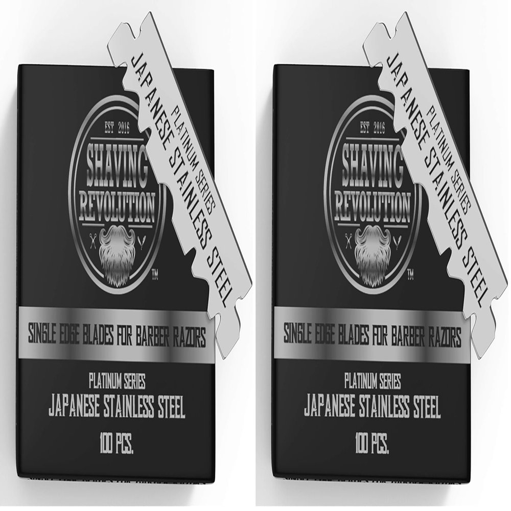 Barber Single Edge Razor Blades - 100 Count Stainless Steel (Pack of 2)