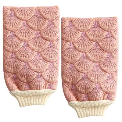 COOLHIYA 2Pcs Pink Exfoliating Bath Gloves Mermaid Shower Mittens Deep Cleansing Body Scrubber for Smooth Skin Suitable for All Ages Bathroom Accessories