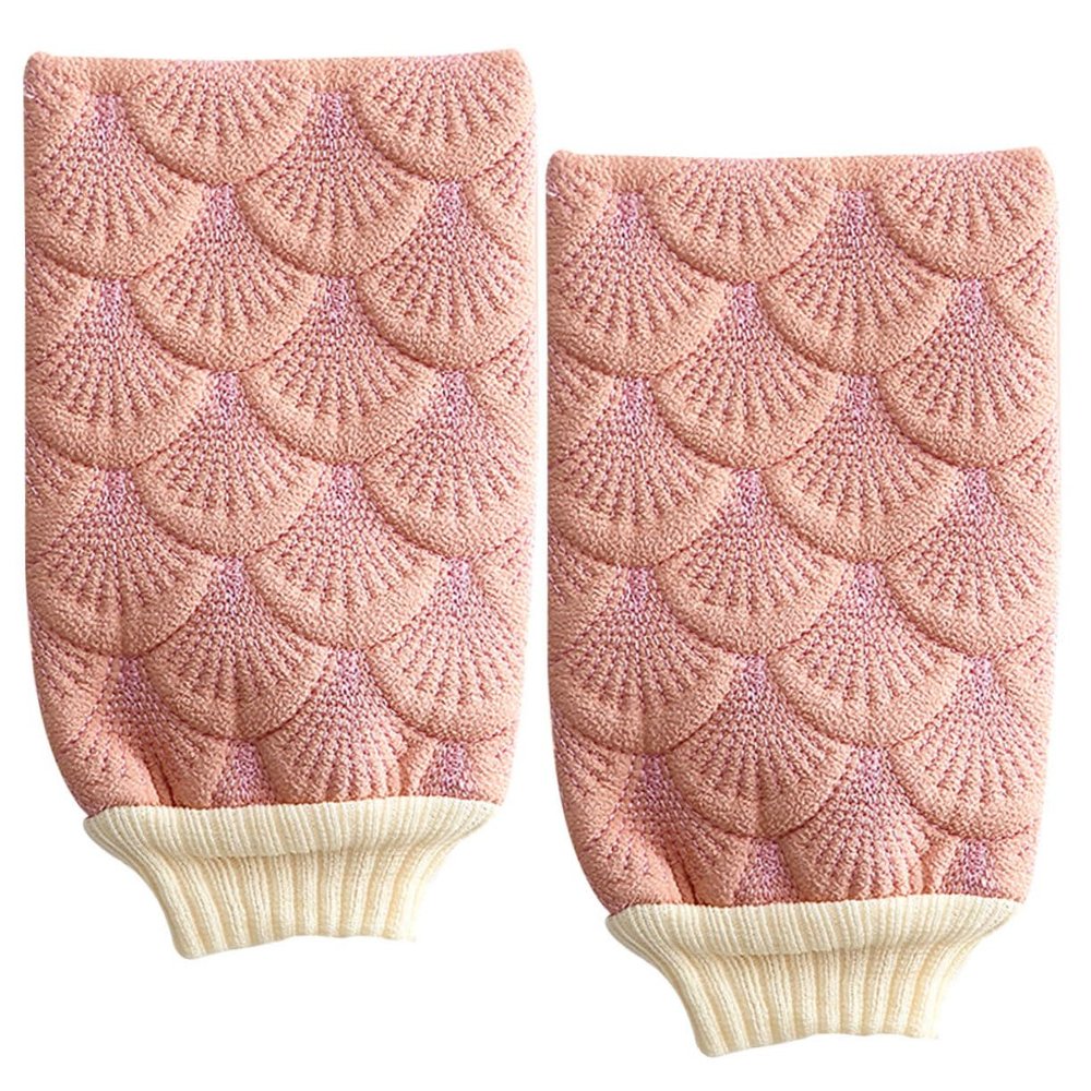 COOLHIYA 2Pcs Pink Exfoliating Bath Gloves Mermaid Shower Mittens Deep Cleansing Body Scrubber for Smooth Skin Suitable for All Ages Bathroom Accessories
