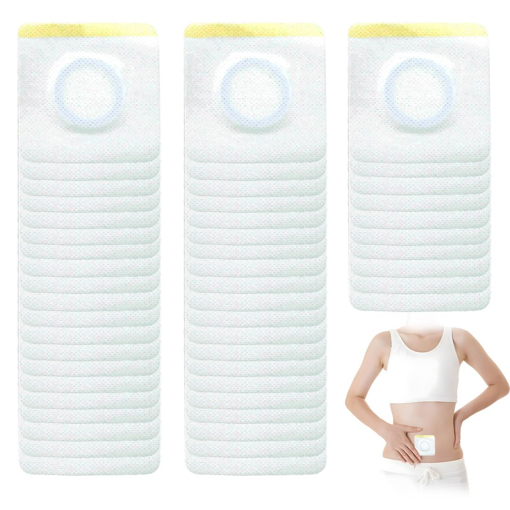 LPZNUYVC 50PCS Castor Oil Patches for Belly Button, Disposable Highly Absorbent Organic Cotton Self-Adhesive Castor Oil Pack Wrap, Anti-Seepage Design, No Wash & Breathable