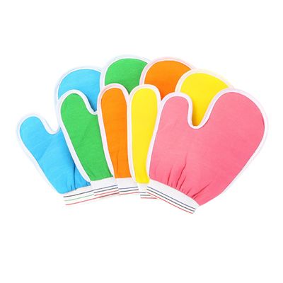 COOLHIYA 5pcs Bath Exfoliating Gloves Deep Cleansing Shower Scrubbing Mitts for Body Unisex Fit Random Colors Random Color
