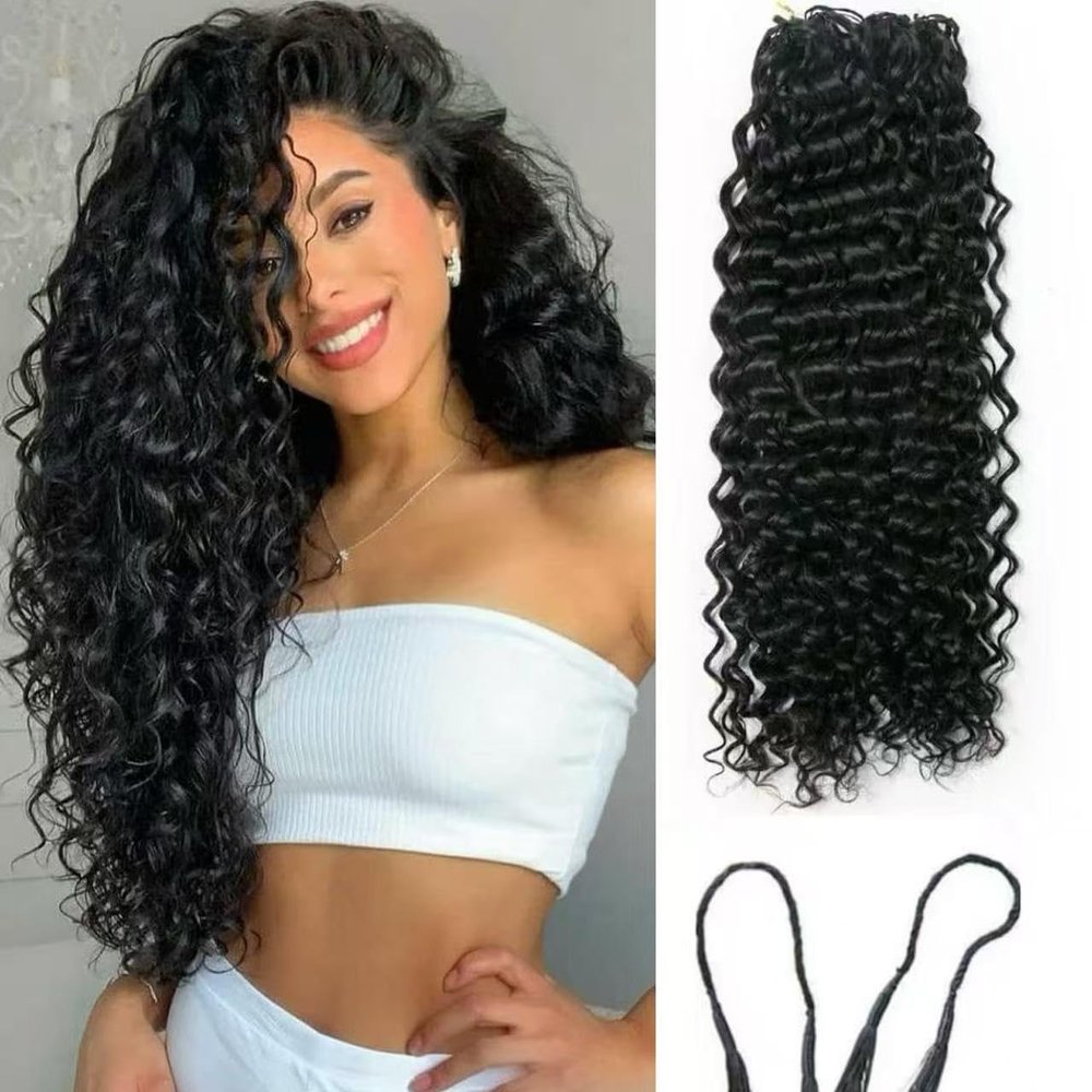 100% Human Hair Knotless Pre-Separated Crochet Hair Extensions Feather Hair Water Wave Feather Line Hair Extensions Natural Color 22inch 200strands 240g