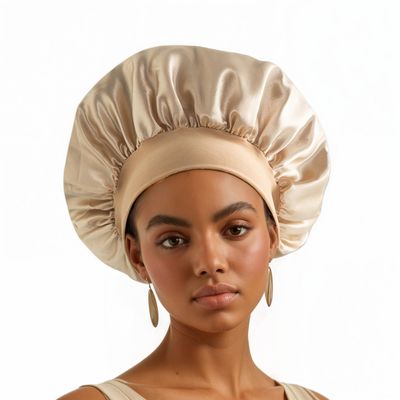 HU ZJKD Silk Bonnet for Men Women Hair Bonnet for Sleeping,High Elasticity Wide Soft Band Sleep Cap for Curly Hair Braids (Khaki)