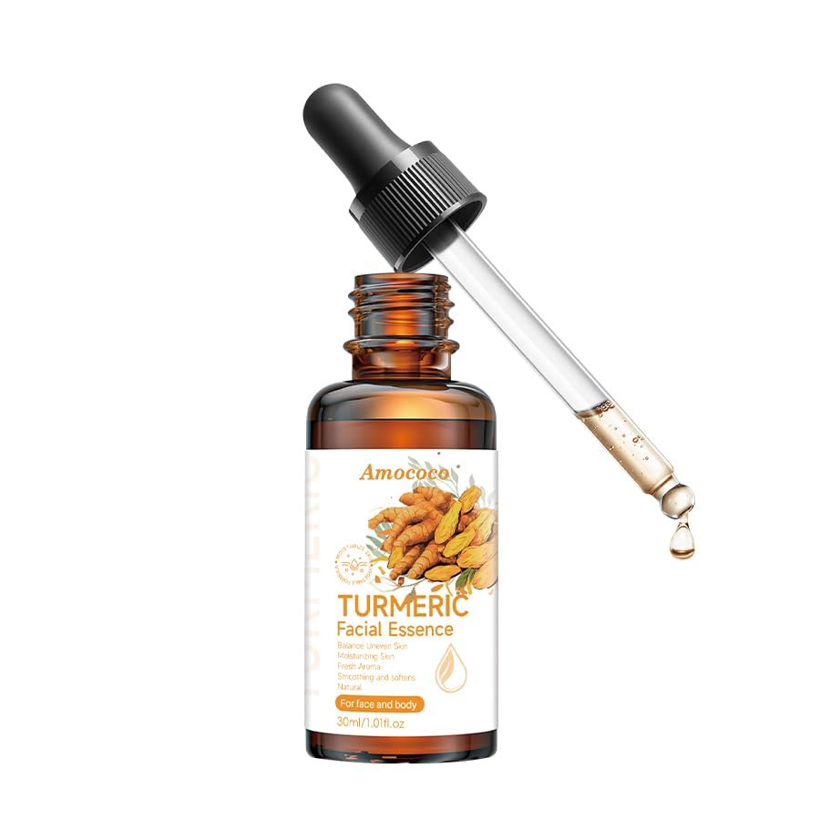 Amococo Turmeric Oil for Face & Body, Natural Glowing Skin Oil with Aloe Vera, Sweet Orange & Shea Butter, Moisturizing, Soothing & Nourishing Dry Skin Care