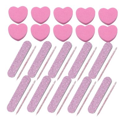 COOLHIYA 20 Sets DIY Nail Tool Kit with Heart-shaped Sponge Nail Buffers Polishing Strips Files and Buffer Blocks for Manicure and Pedicure and Compact Buffering Block for Home Use