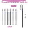 10PCS Cuticle Drill Bits for Nails, Diamond Flame Cuticle Drill Bits Set, Professional 3/32 Inch Nail Drill Bits for Dead Skin Removal, Manicure Pedicure Tools with Storage Case for Natural and Artifi view 2