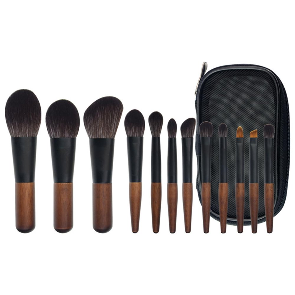 12-piece travel makeup brush with packaging full set of beauty tools mini portable makeup brushes for foundation, eyeshadow, loose powder, blush, contour and concealer