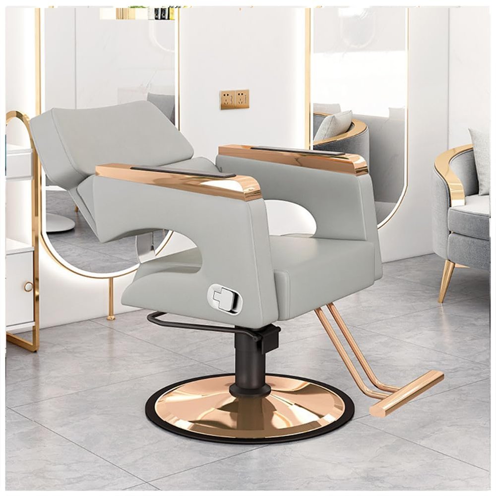 Barber Reclining Salon Chair - Height Adjustable, 360 Swivel, Multi-Function Shampoo Tattoo Chair,Grey,A