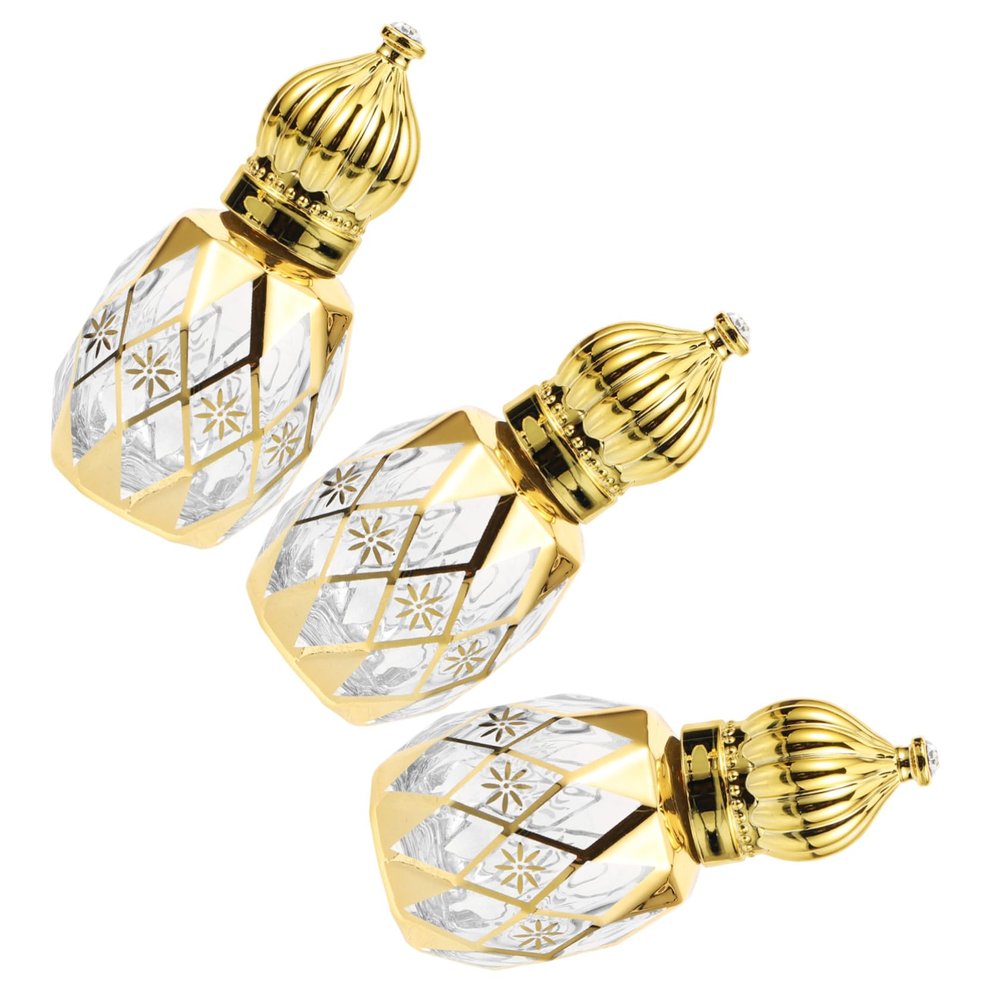 ETHZZLE 3pcs Glass Perfume Bottles with Roller for Essential Oils Empty Liquid Bottles for Travel Refillable Rollerball for Perfume Lotion and Oil Storage