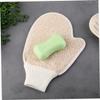 ETHZZLE 2pcs Bath Scrubber Gloves Exfoliating Body Scrubber Mitts for Adults Linen and Cloth Back Rubbing Gloves for Dead Skin Removal Smooth Skin Care for Bathing Use view 4