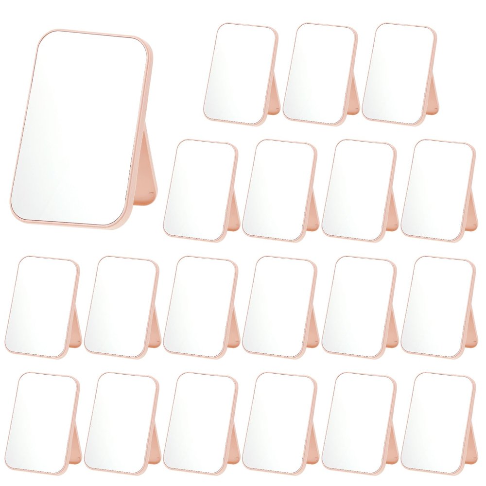 20 Pcs Spa Party Mirrors for Women, Pink Makeup Mirrors with Foldable Stand, Tabletop Vanity Mirrors Bulk, Slumber Birthday Party Favors, Sleepover Accessories, Spa Day Supplies and Gifts