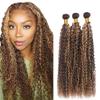 28 30 32 Inch ZevPiul P427 Highlight Blonde Bundles Human Hair Blonde Kinky Curly Bundles Unprocessed Virgin Remy Brown Kinky Curly Bundle Human Hair Extensions