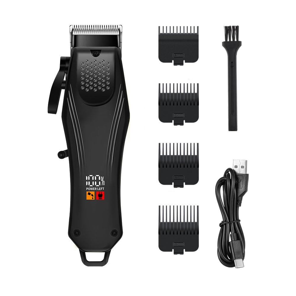 Hair Clippers for Men, Professional Cordless Hair Cutting Kit with LED Display,4 Limit Combs,Super Quite, Perfect for Men Women Barber Kid