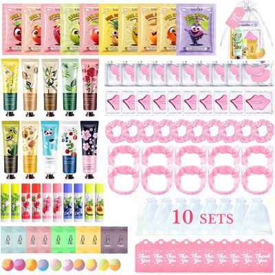 110PCS Spa Party Supplies for Girls, Daughter Spa Party Favors Include Face Masks,Hand Cream,Lip Balm,Foot Bath Bombs,Headbands,Lip Mask,Sleepover Party gifts,Stocking Stuffers for teen Girls