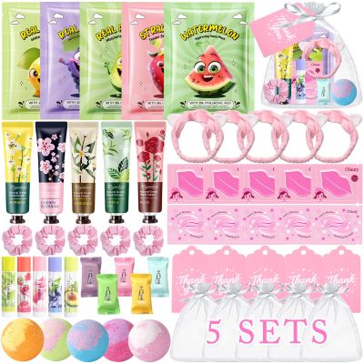 55Pcs Spa Skincare Set for Girls & Kids, Spa Sleepover Party Favors Supplies Spa Kit,Skin Care Gifts Favors Include Face Masks,Lip Balm,Hand Cream,Lip Mask,Foot Bath Bombs,Christmas Stocking Stuffers