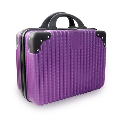 Feybaul 14 Inch Portable Makeup Travel Case Hand Luggage, Pressure-proof Carrying Makeup Case Suitcase with Elastic Band, Small Hard Case Toiletry Bag for Travel Camping Women Girl-Purple