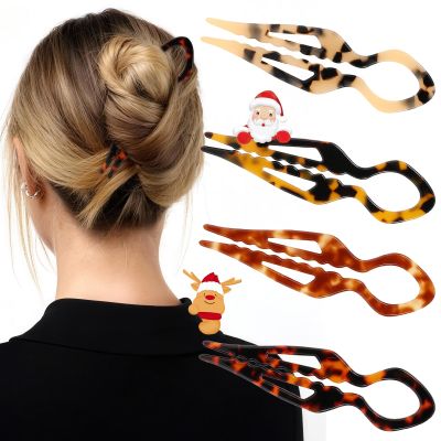 4PCS Prestige French Hair Pins for Women - Tortoise Shell Hair Pin for Updos Chignons & Buns - Acetate French Twist Pin, Strong Hold Hair Clips All-Day, Elegant Styling for All Hair Types